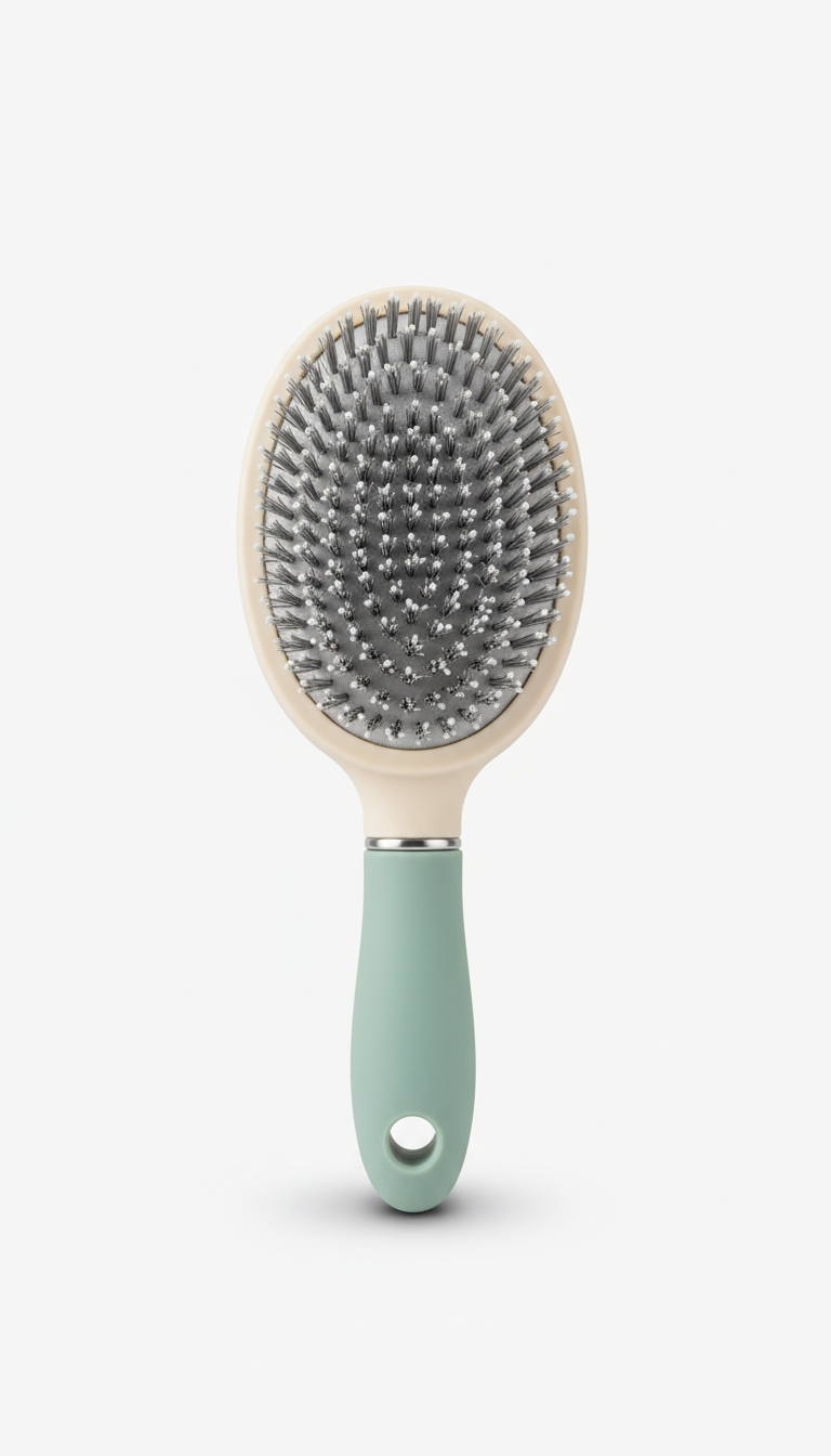 Gentle detangling brush with soft bristles